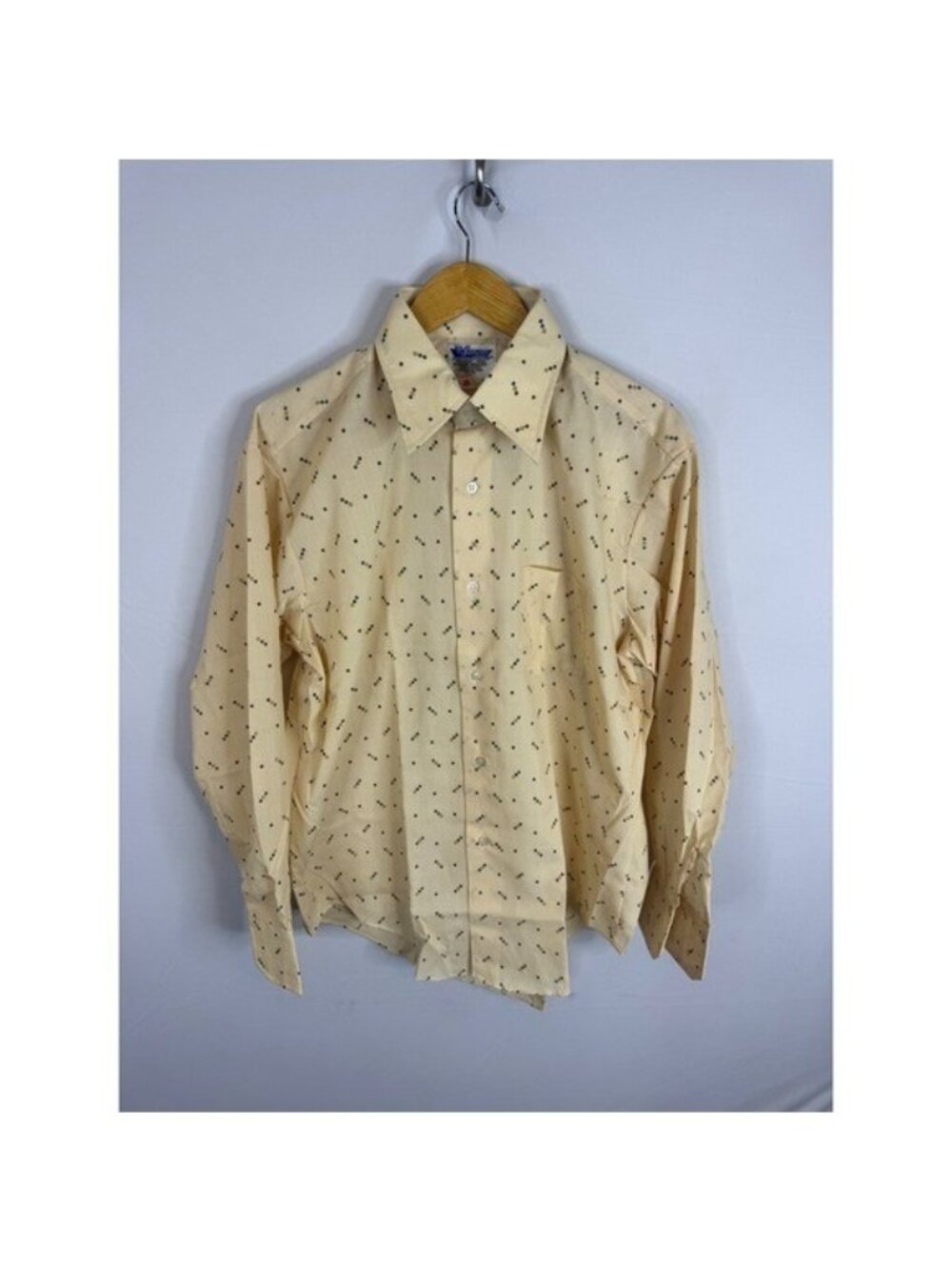 Vintage Samson 70s Dagger Collar Geometric Button Up Shirt Mens 16.5-34 NWOT